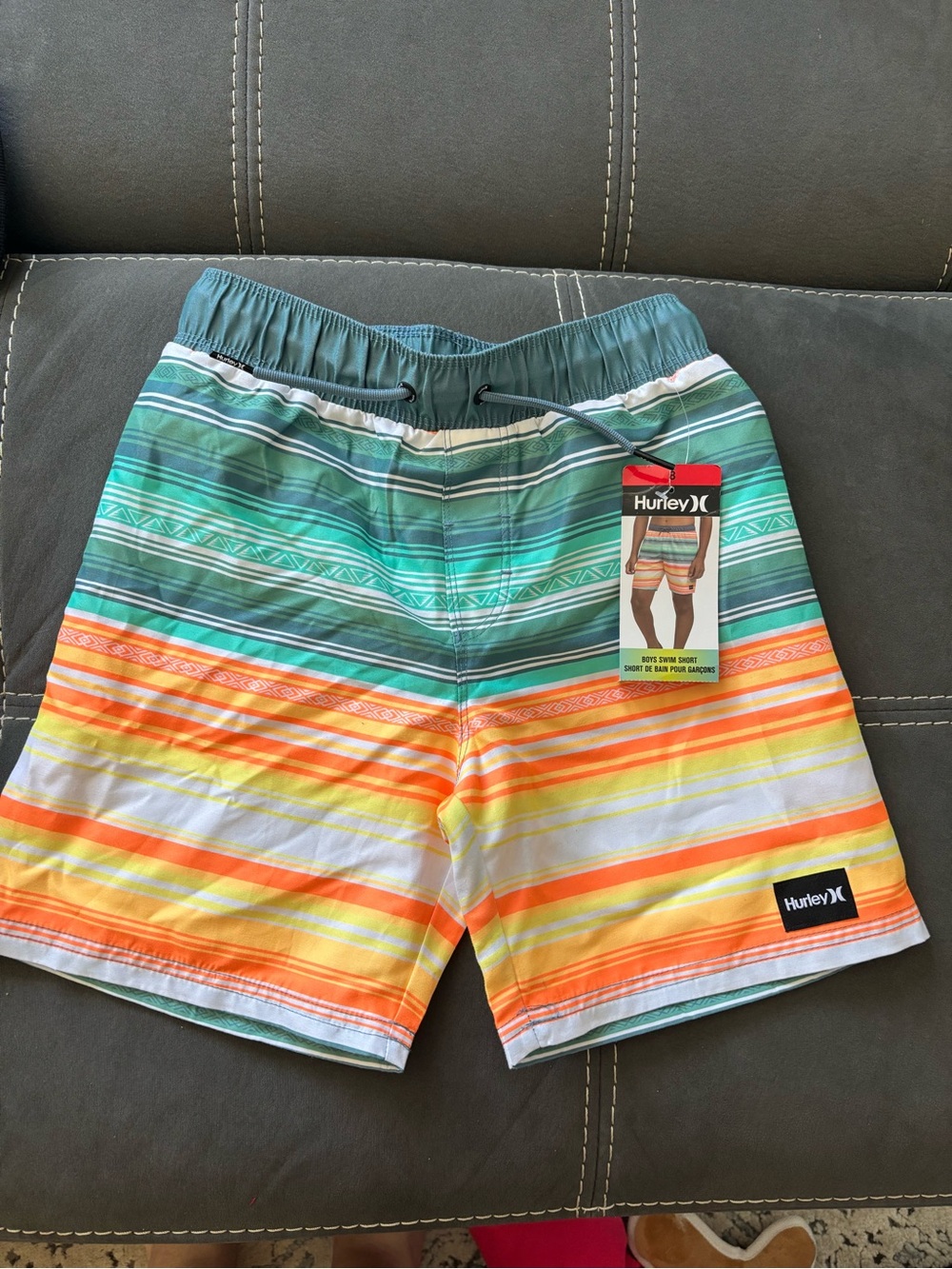 Hurley Boys Striped Swim Shorts / Trunks - size 8 - Picture 2 of 2